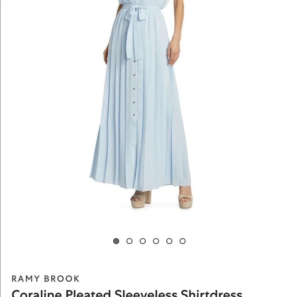 RAMY BROOK 
Coraline Pleated Maxi Shirtdress NEW nwt retails $745
 Medium blue - Picture 3 of 8